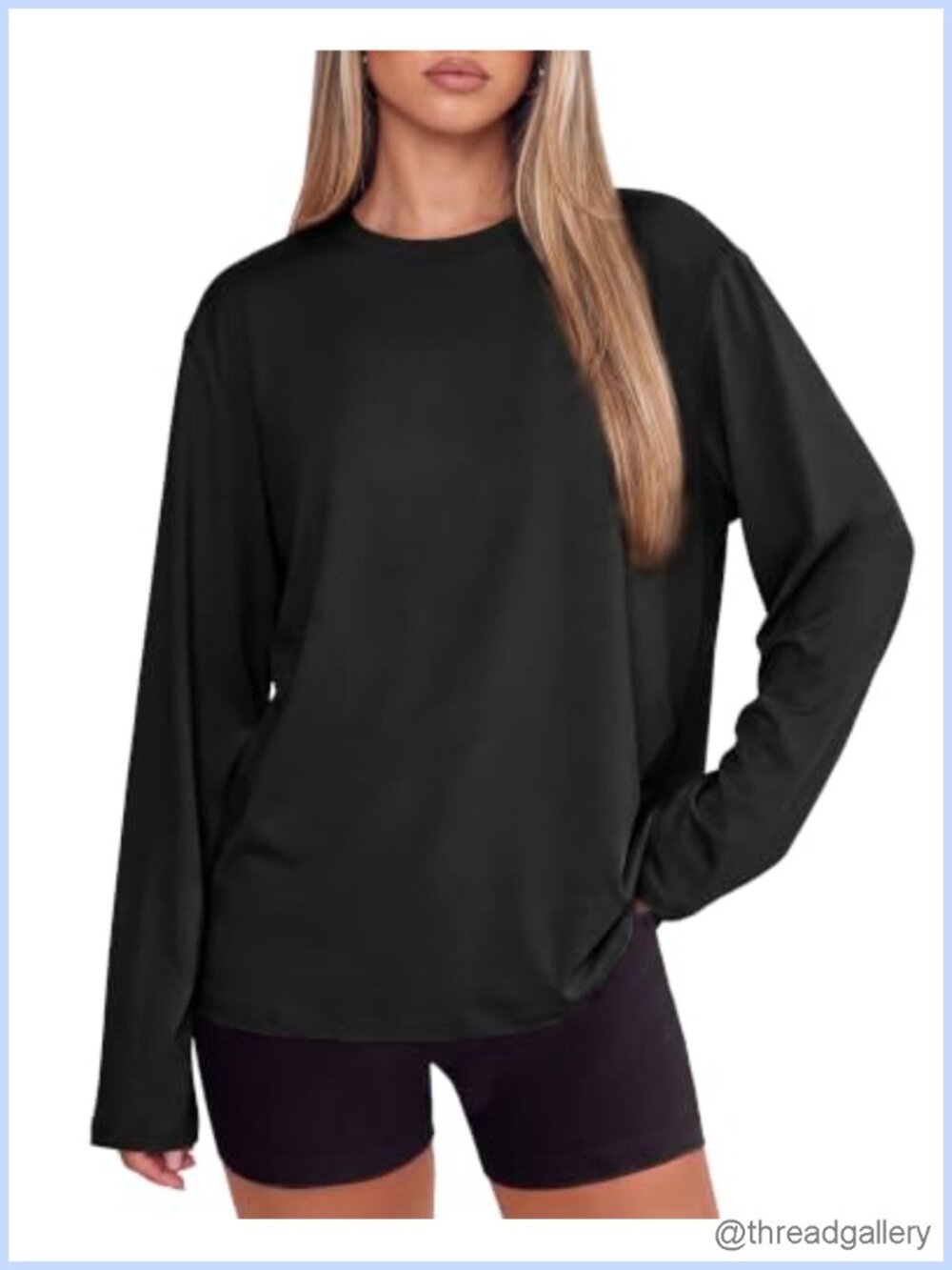 Oversized Long Sleeve T-Shirt Crew Neck Stretchy Casual Workout Top